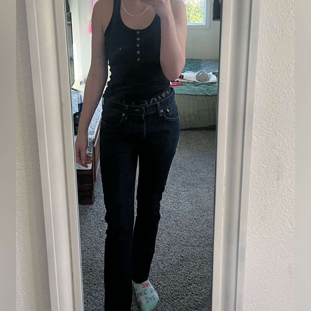 Kennedy womens straight cut demi jeans